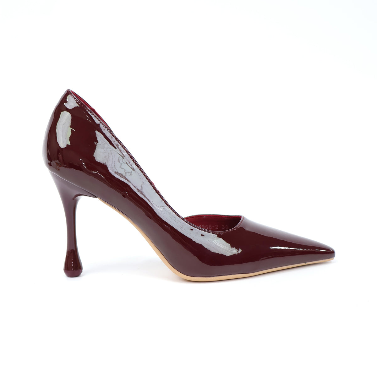 Wine Red pointed-toe patent D'Orsay stiletto pumps