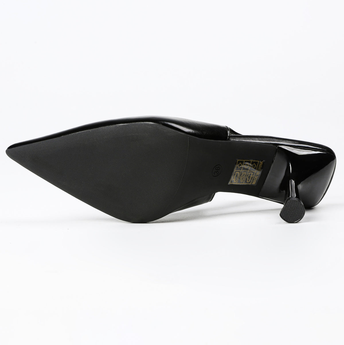 Black slingback insole detail