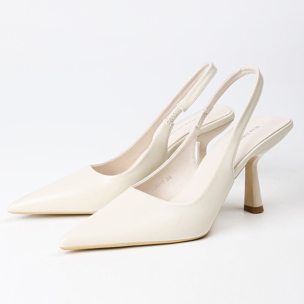 Off-White pointed-toe slingback pumps