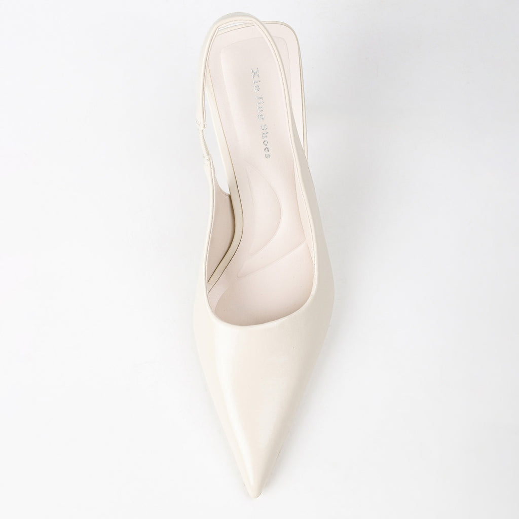 Off-White pointed-toe slingback pumps pair view