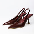 Wine Red pointed-toe slingback pumps