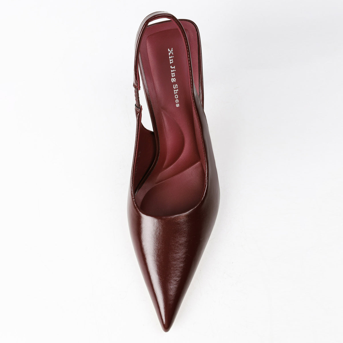 Wine Red pointed-toe slingback pumps top view