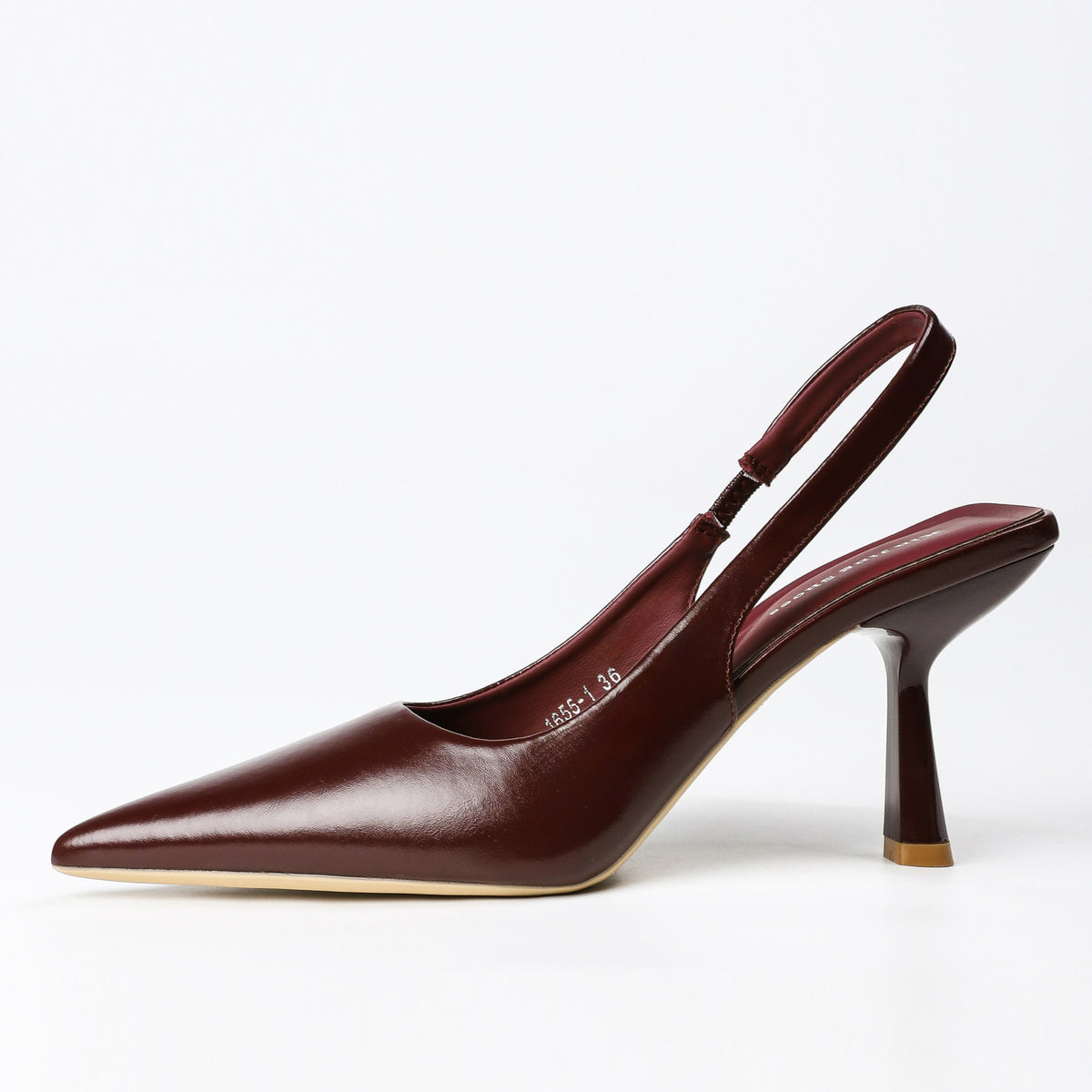 Wine Red slingback pumps sole view