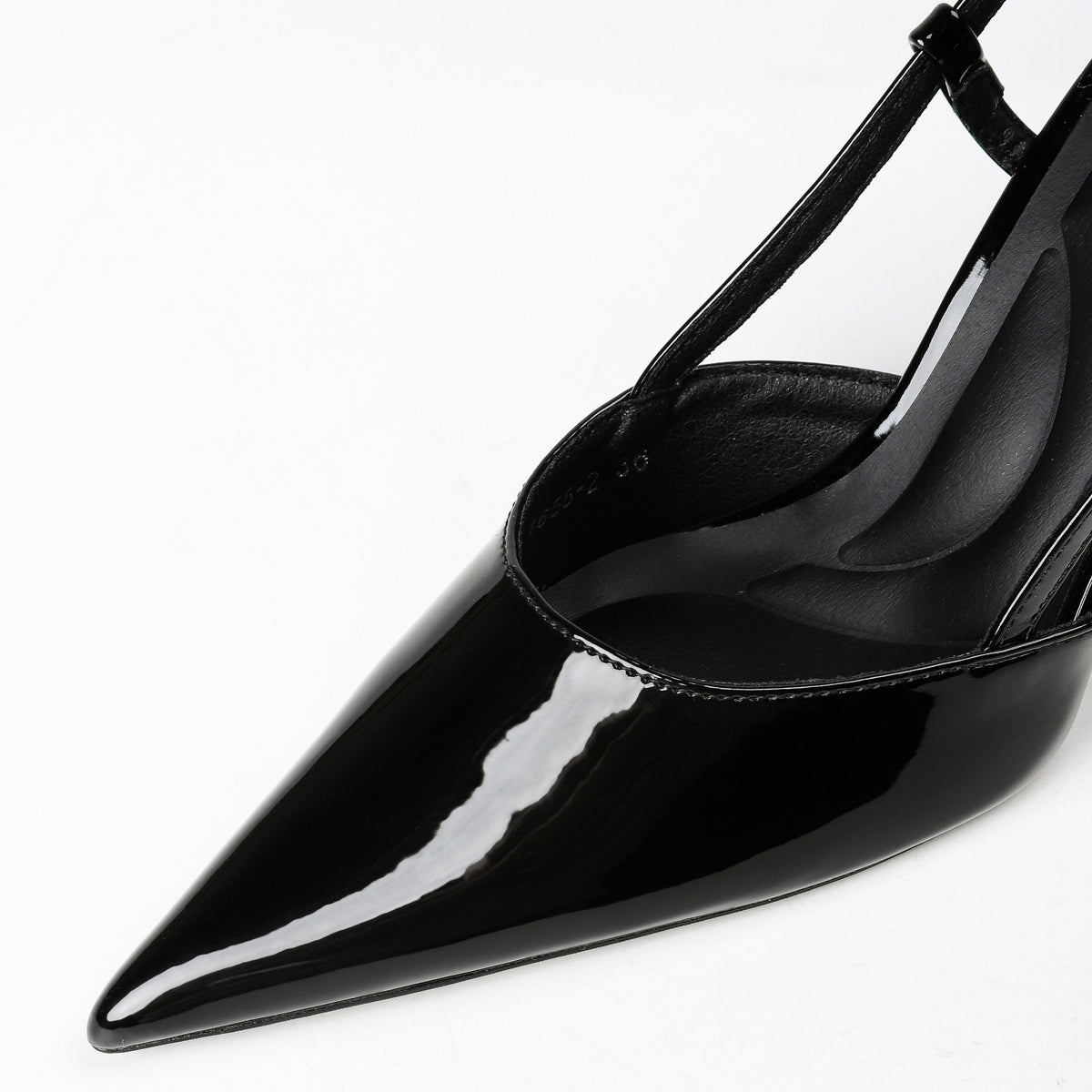 Black patent pointed-toe slingback pumps product view 4