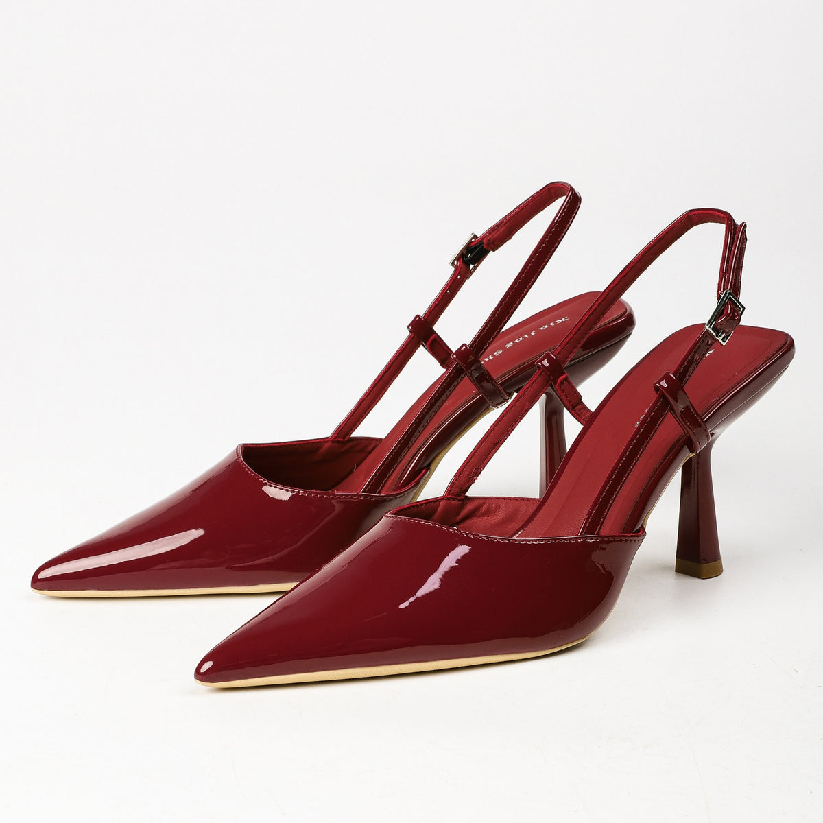 Wine Red patent pointed-toe slingback pumps product view 1