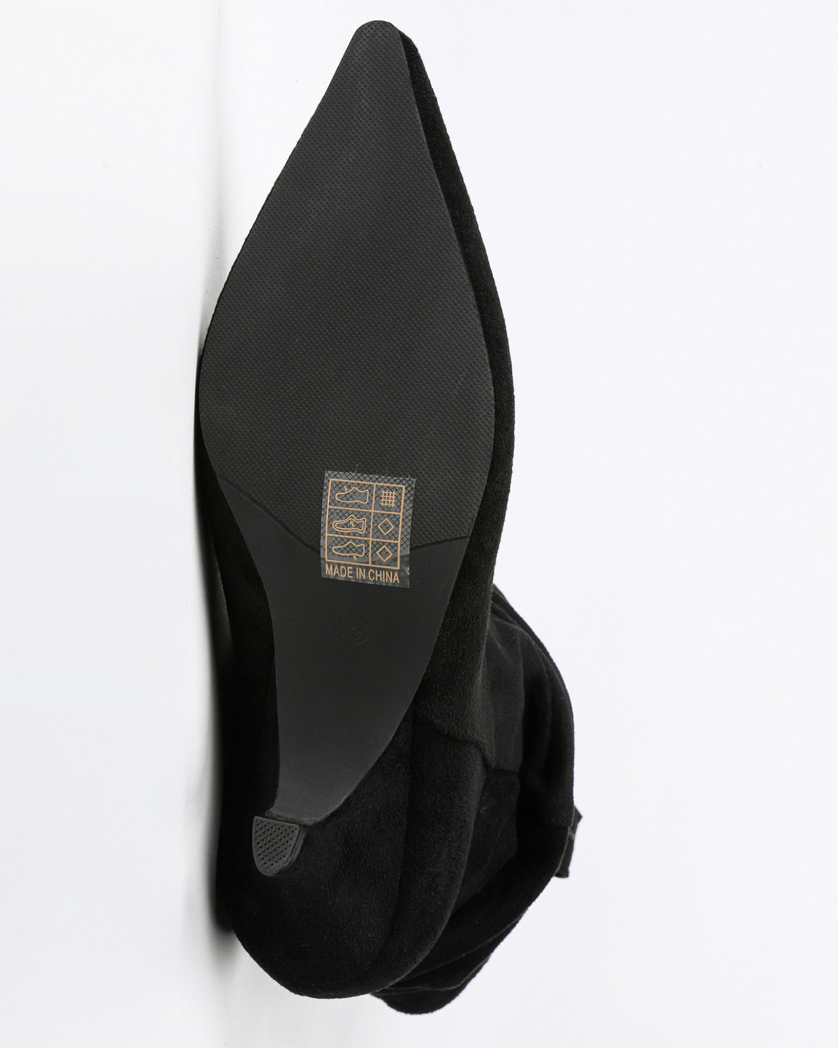 Black pointed toe slouchy fabric ankle boots view 6 outsole