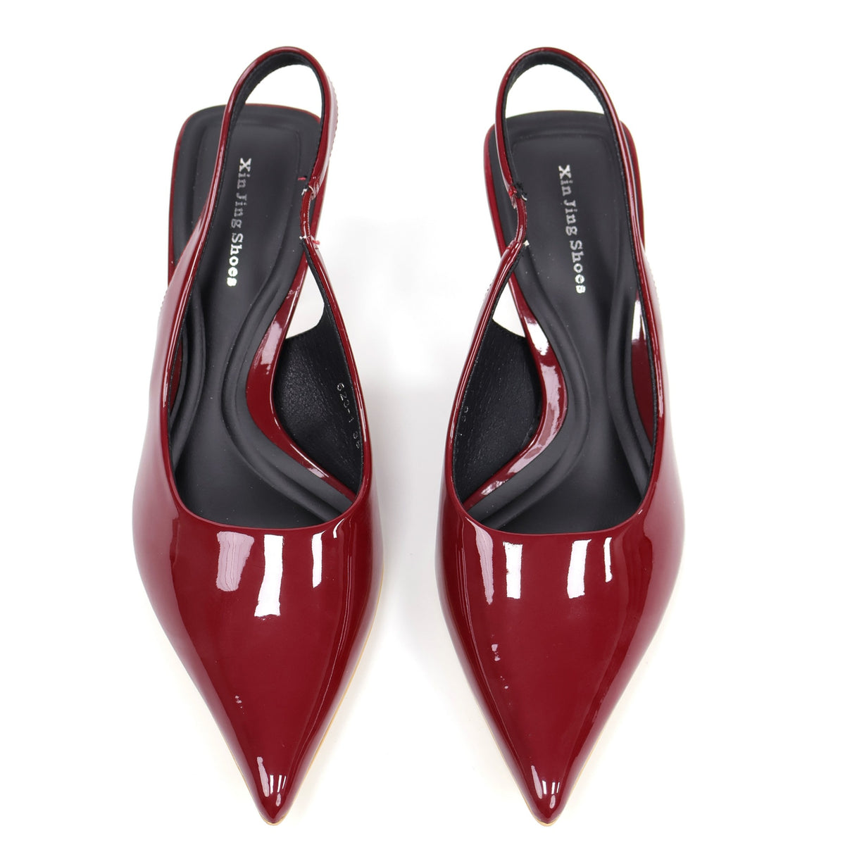 Wine Red pointed-toe patent slingback pumps