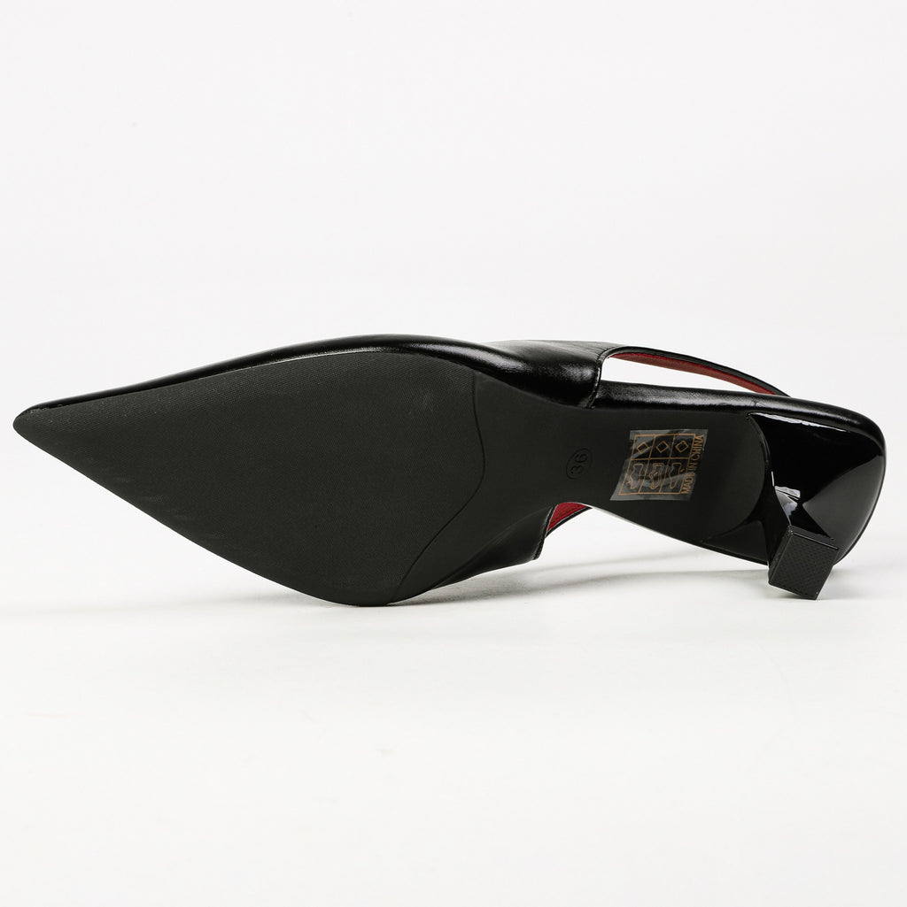 Black slingback heel rubber outsole view