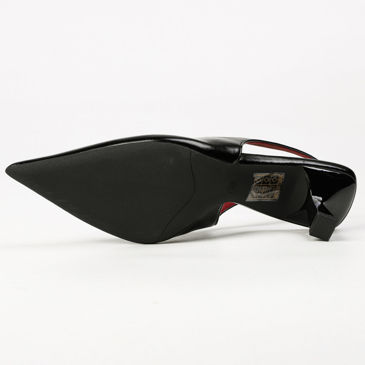 Black slingback heel rubber outsole view