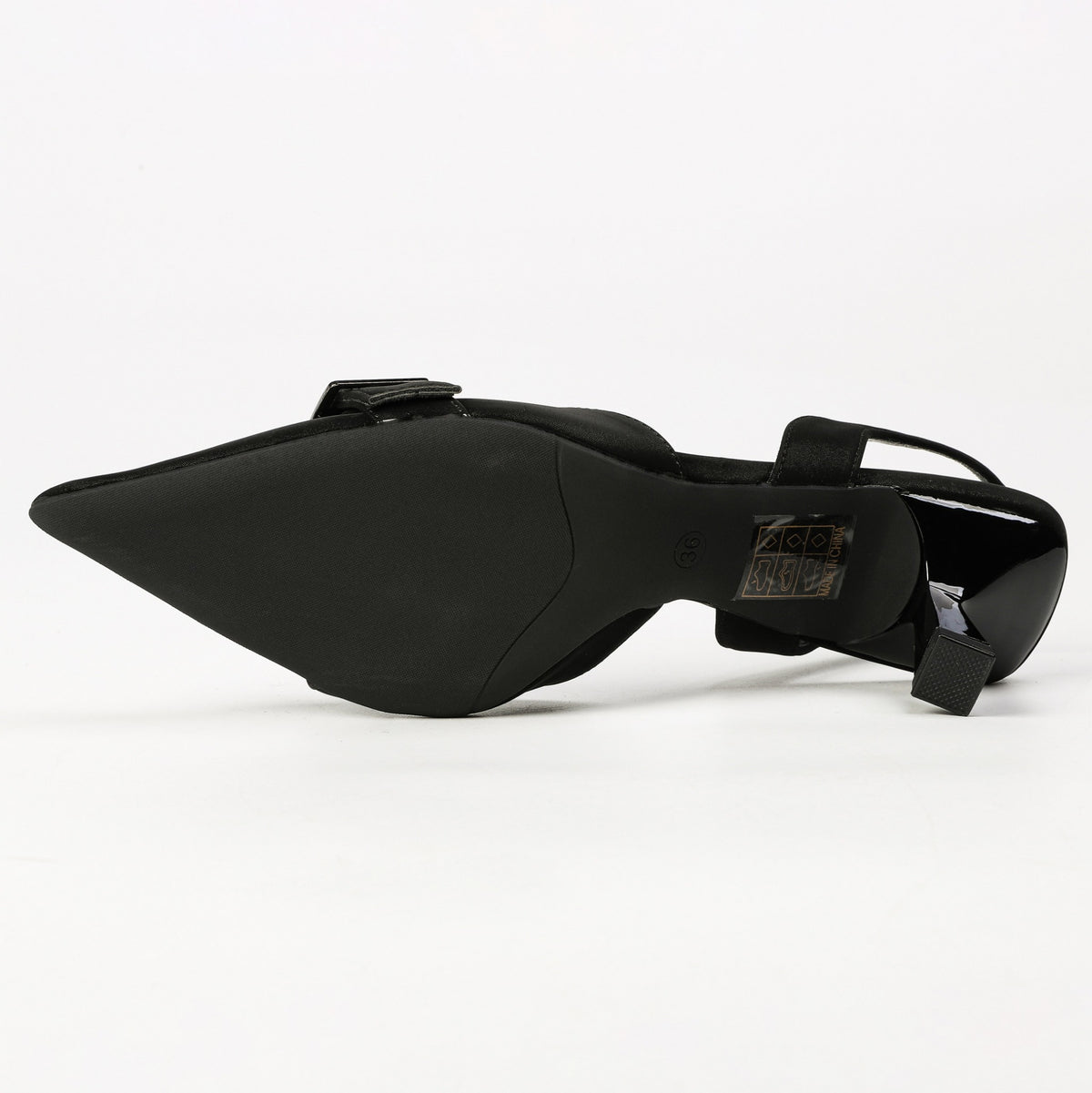 Black slingback heel outsole detail