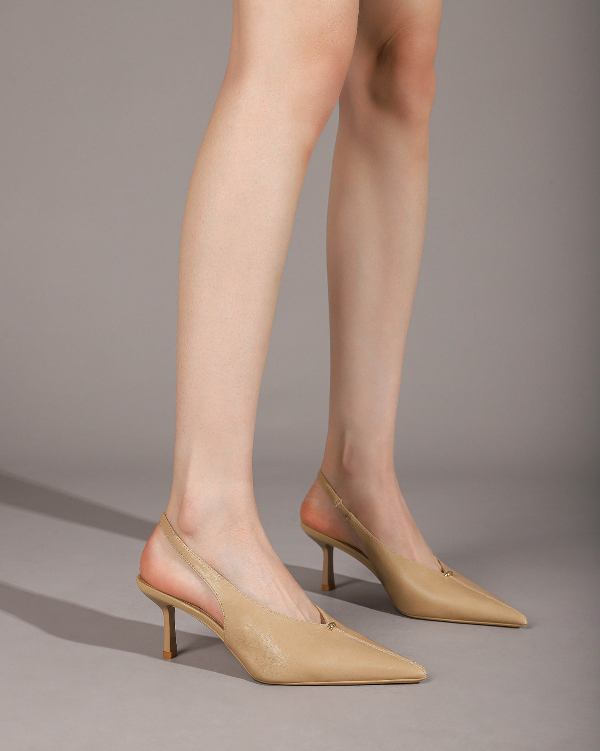 Khaki heels on foot 3