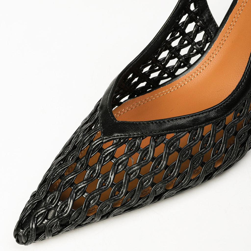 Black woven upper close-up