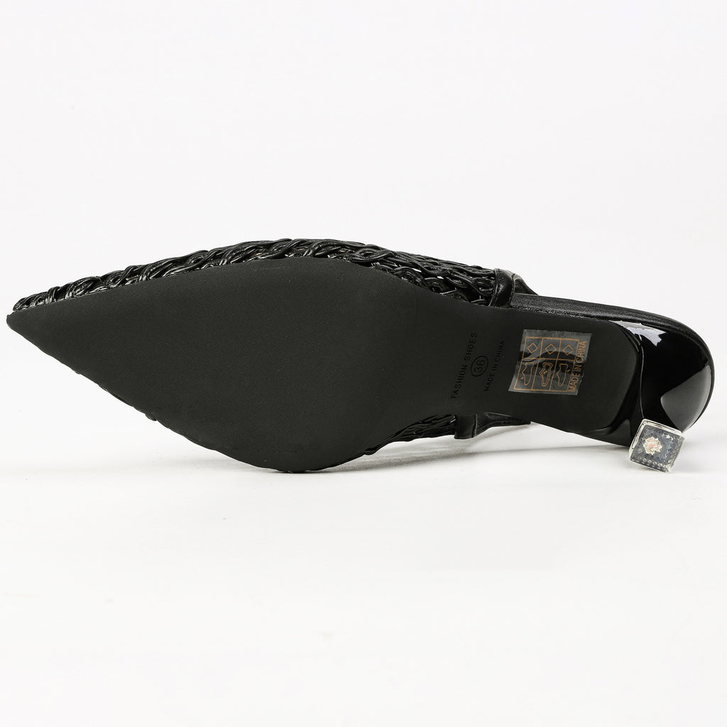 Black slingback heel outsole view