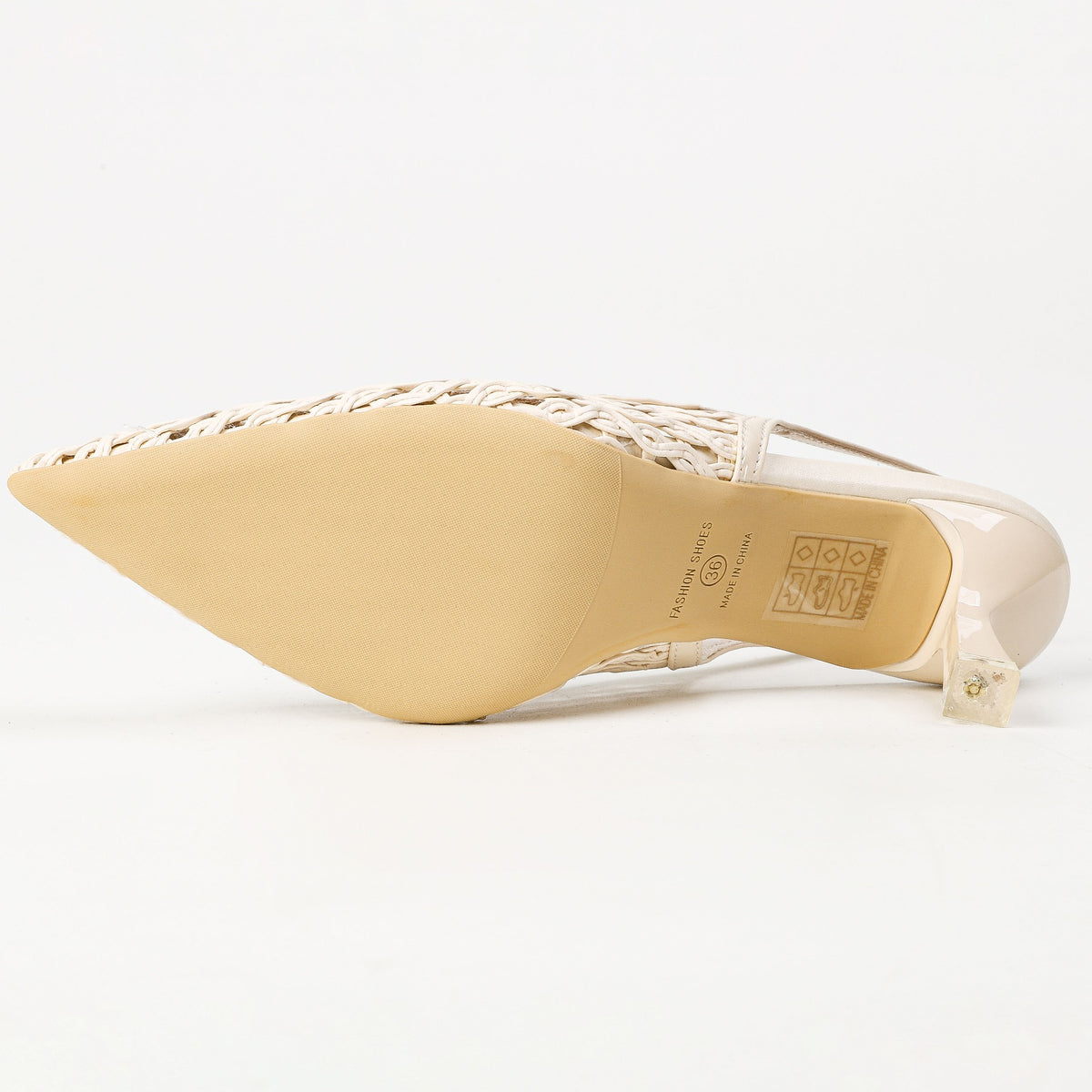 Off-white woven slingback outsole view
