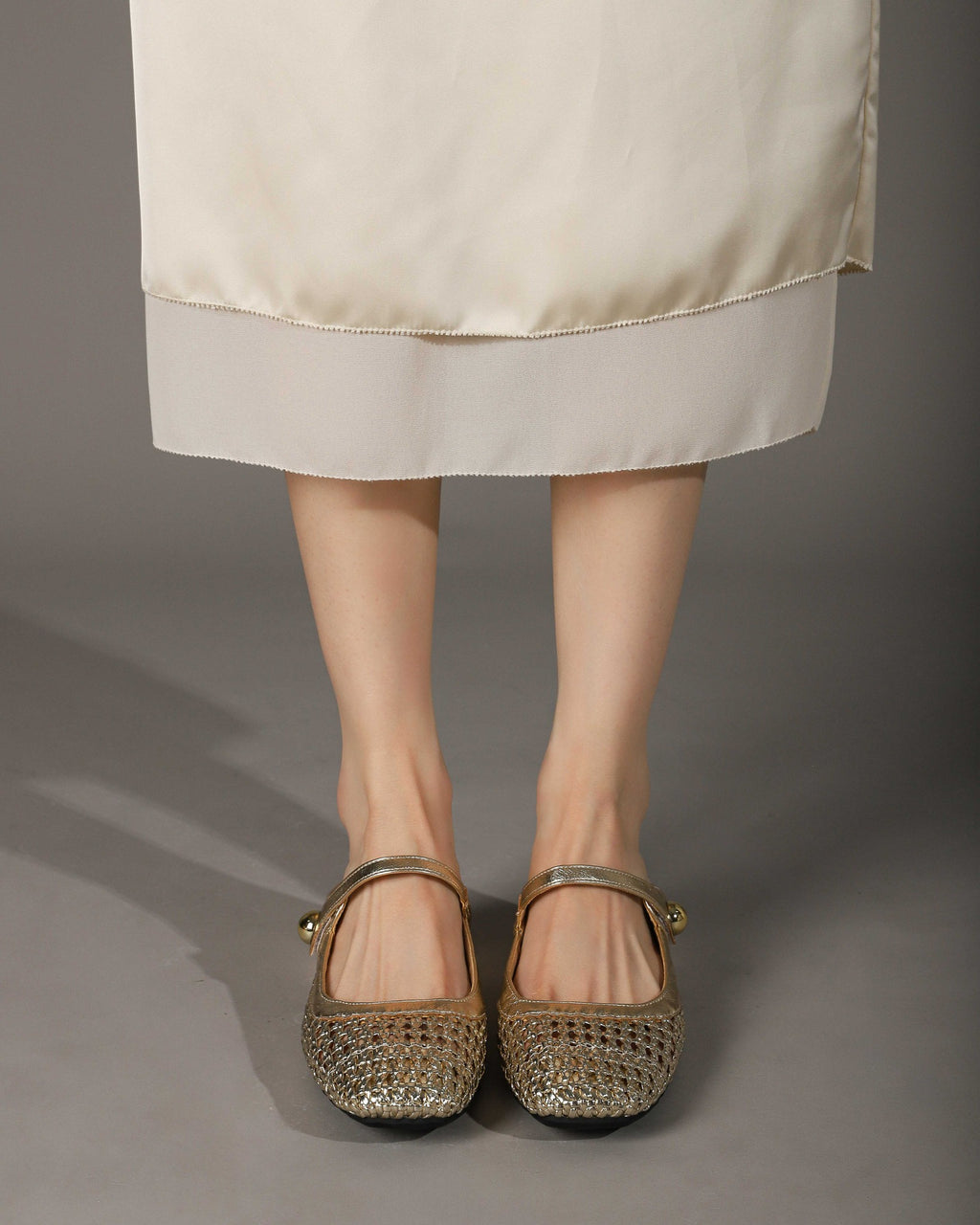 Square-Toe Woven Hidden-Wedge Mary Jane Mules