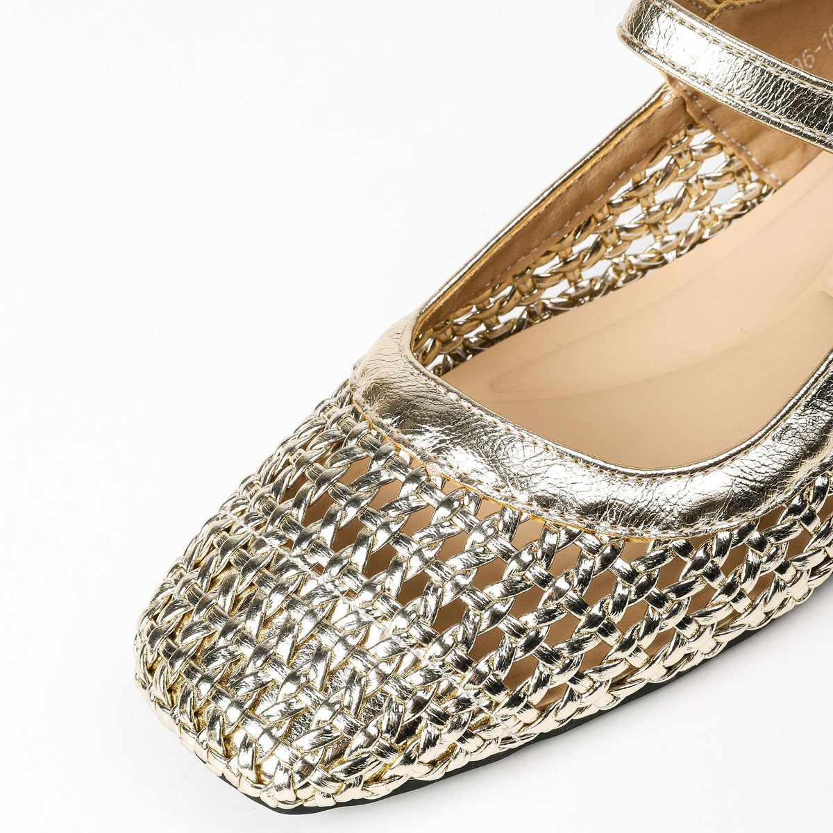 Square-Toe Woven Hidden-Wedge Mary Jane Mules