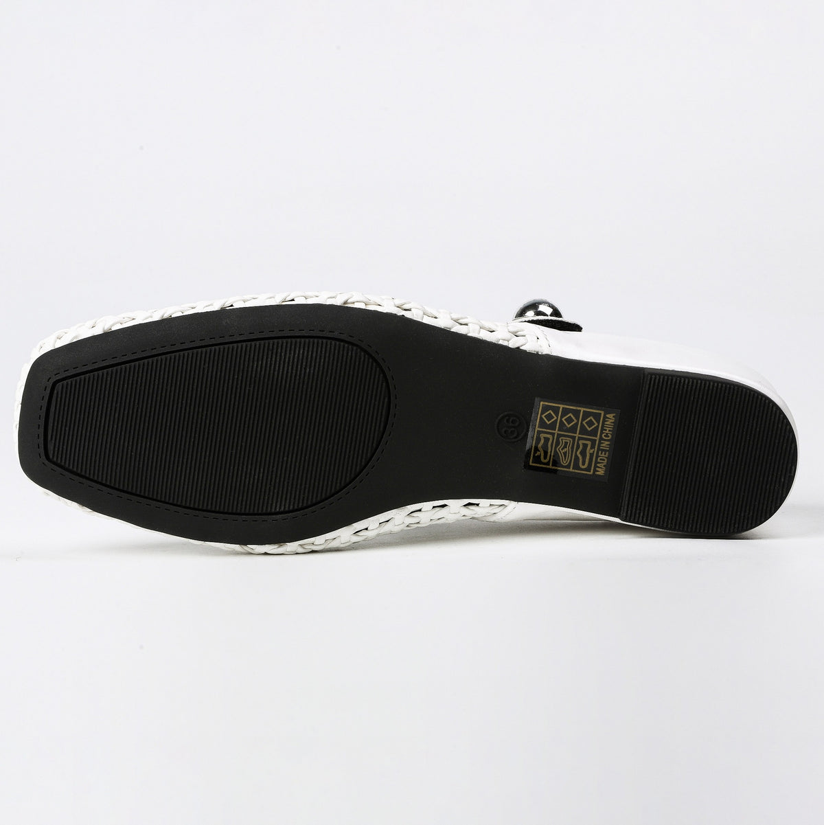 Square-Toe Woven Hidden-Wedge Mary Jane Mules