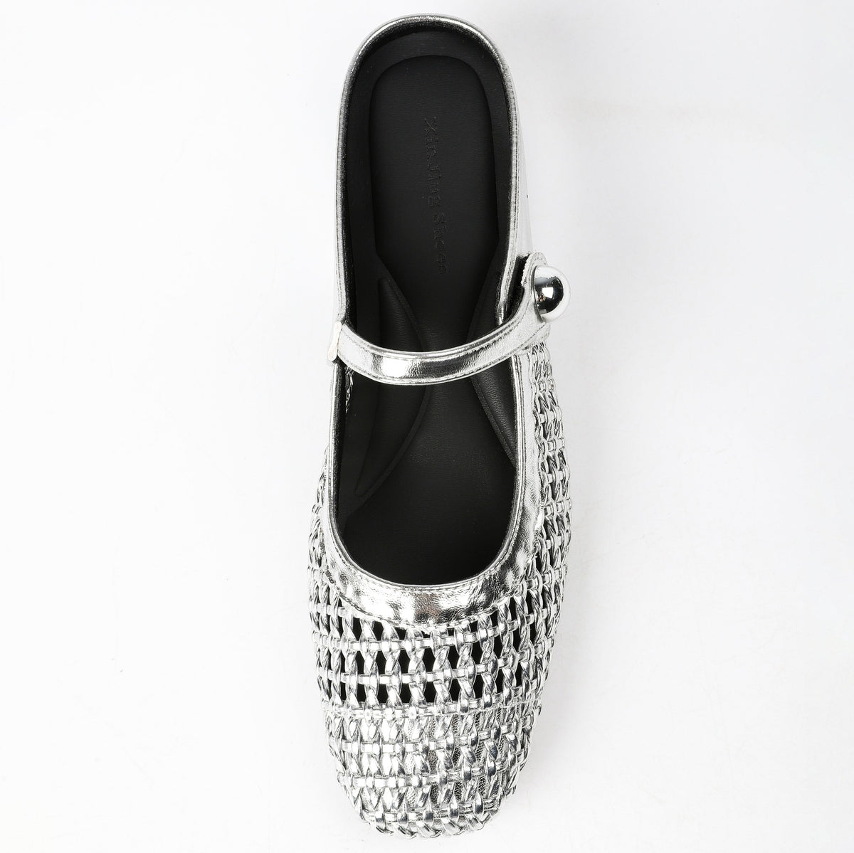 Square-Toe Woven Hidden-Wedge Mary Jane Mules