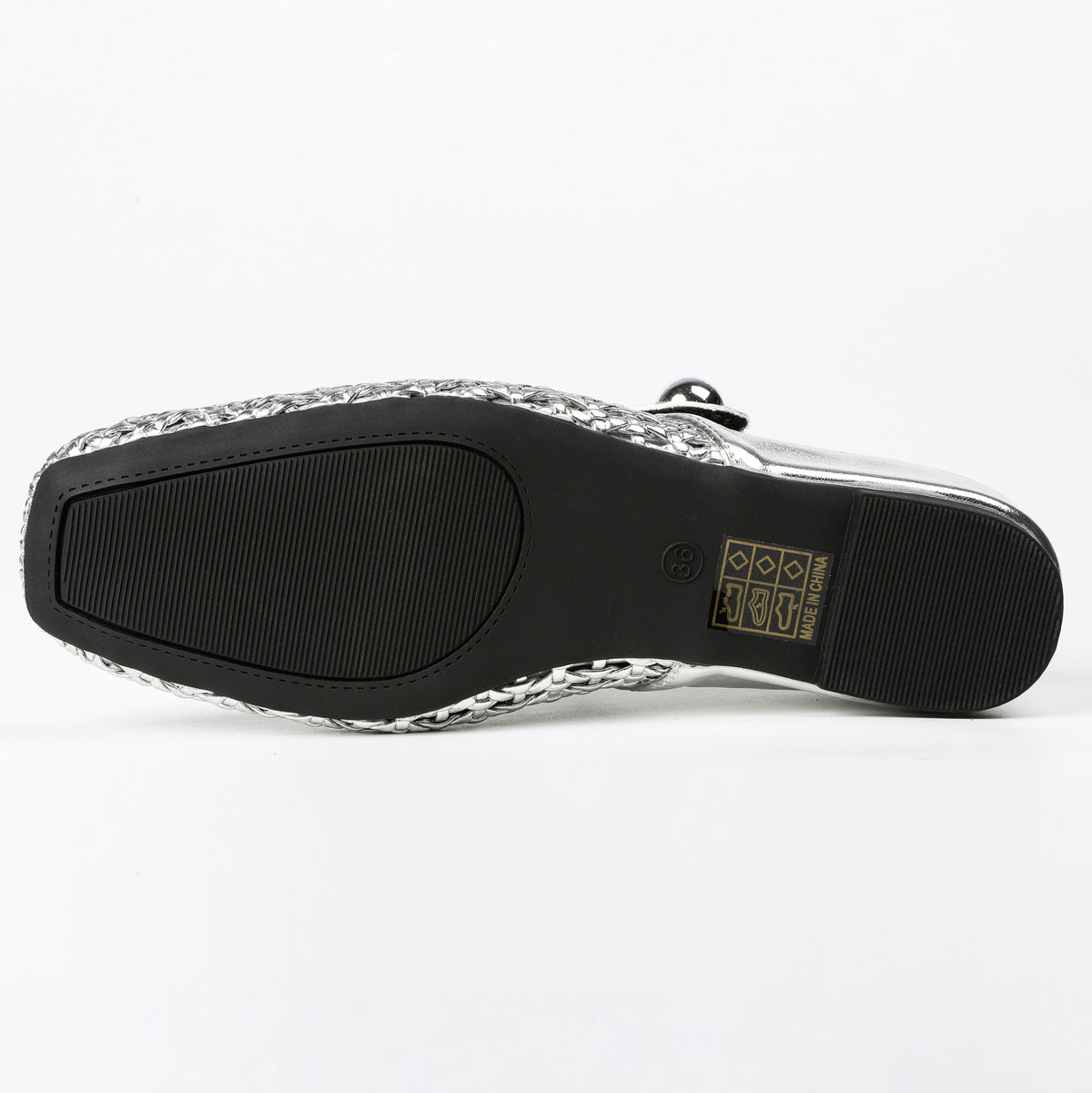 Square-Toe Woven Hidden-Wedge Mary Jane Mules