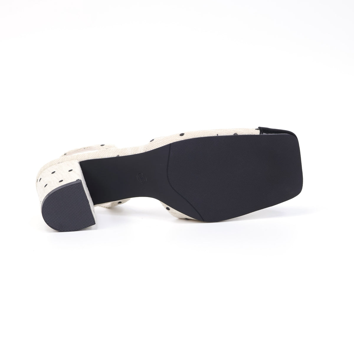 Off-white square-toe slingback heel outsole view