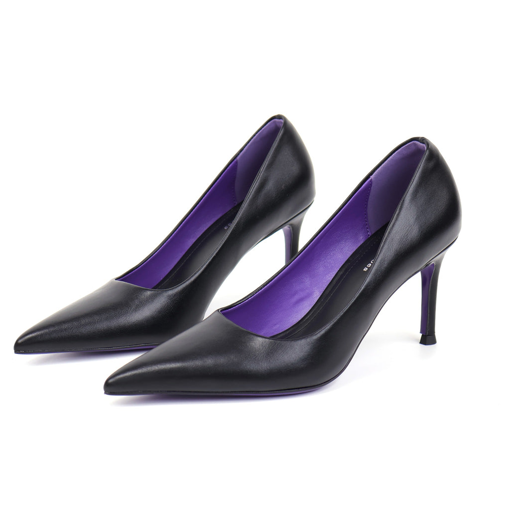 ELVESSIA 902-2 Black pointed-toe pumps