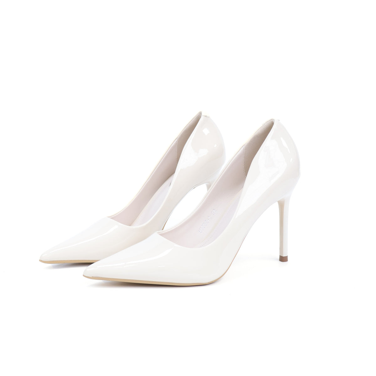 Apricot pointed-toe patent PU stiletto pumps