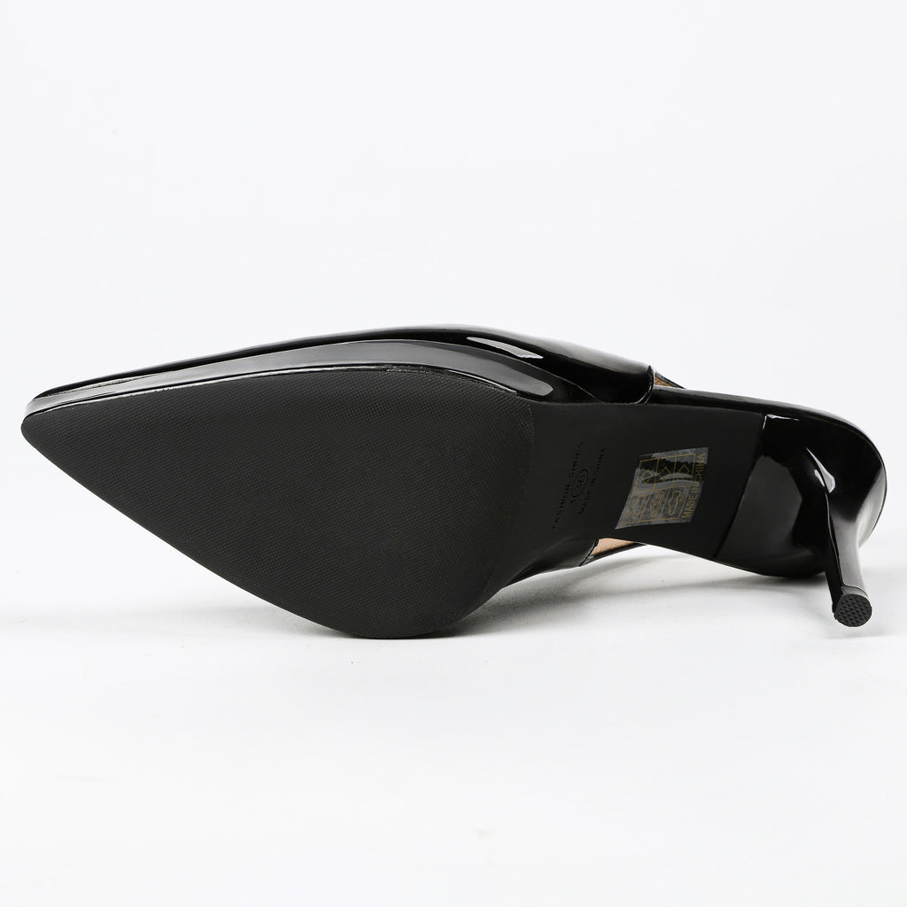 Black slingback pumps pair view