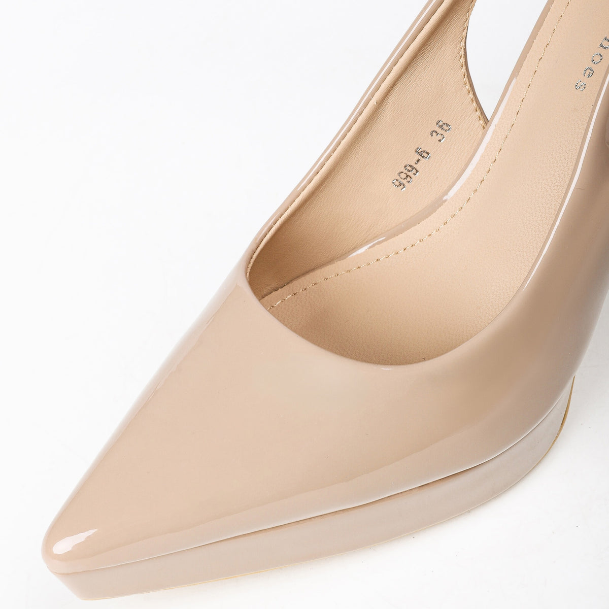 Khaki slingback pumps toe detail