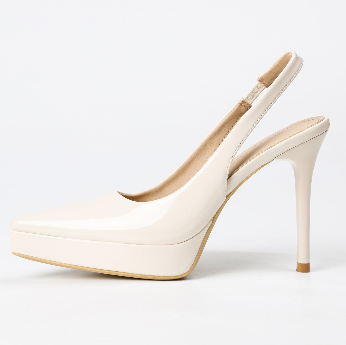 Off-white pointed-toe slingback pumps side view