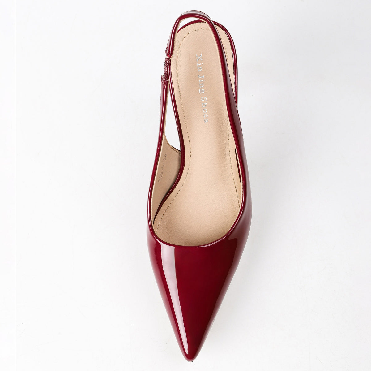 Wine Red pointed-toe slingback pumps top view