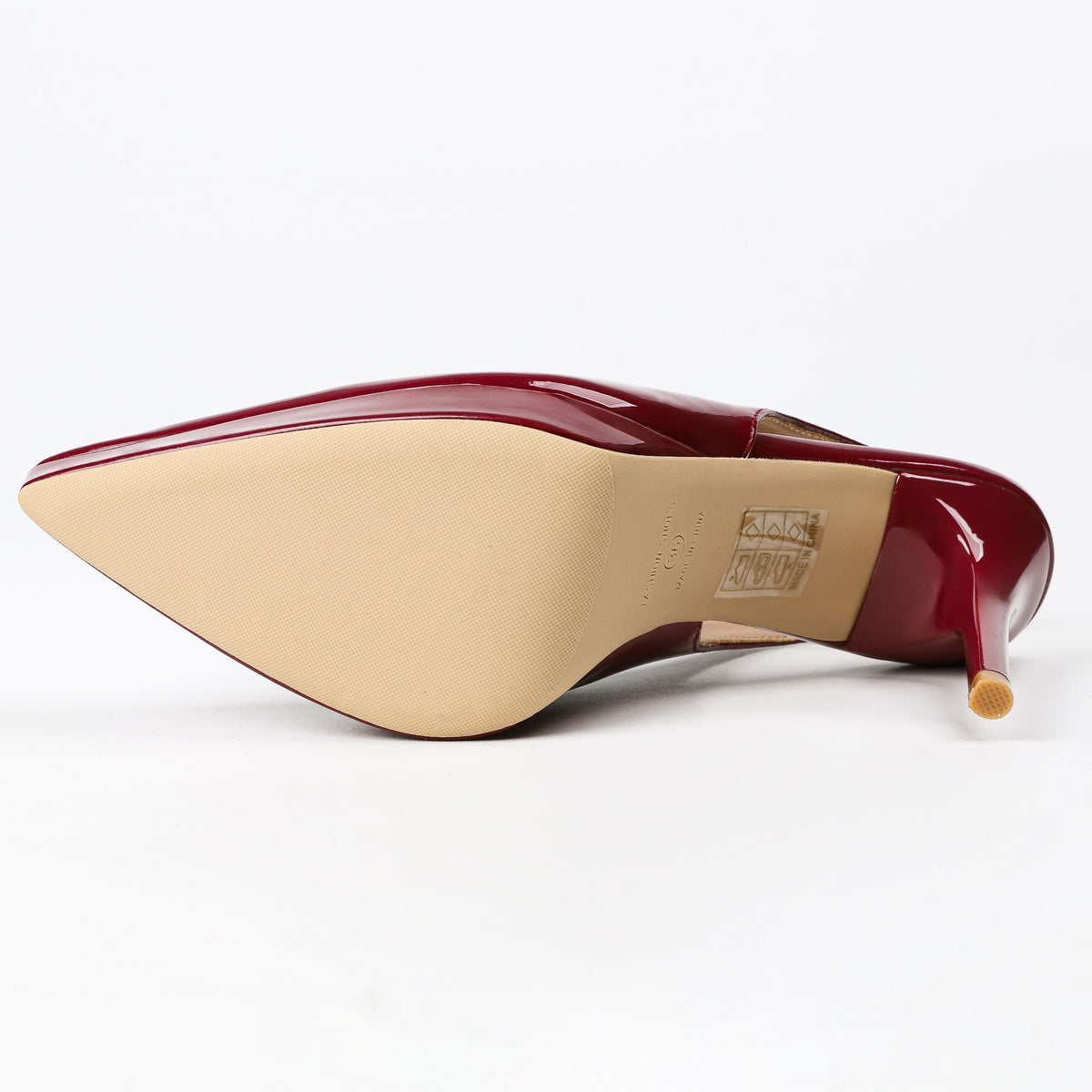 Wine Red slingback pumps outsole view